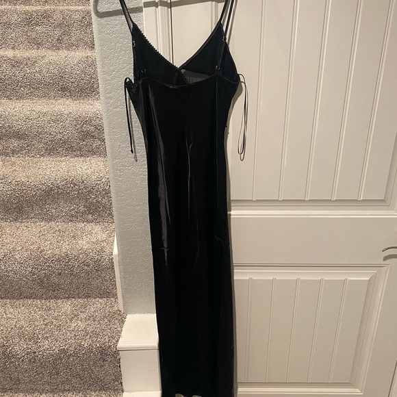 ZARA SATIN EFFECT RHINESTONE CRYSTAL BLACK DRESS - Picture 7 of 10